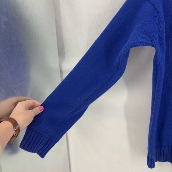 LAUREN RALPH LAUREN Gold Logo Quarter Zip Sweater royal blue pullover crest - Picture 6 of 9